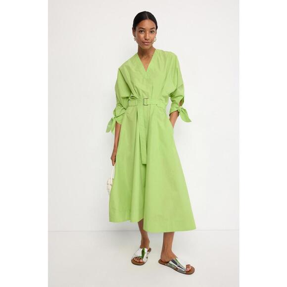 3.1 Phillip Lim Dresses & Skirts - 3.1 Phillip Lim x RTR Green Poplin V-Neck Midi Dress Size 10 with discoloration